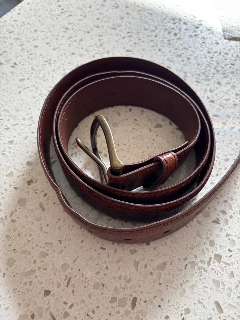 Tecovas Dark 42” ostrich Leather Belt with Brushed Silver Buckle